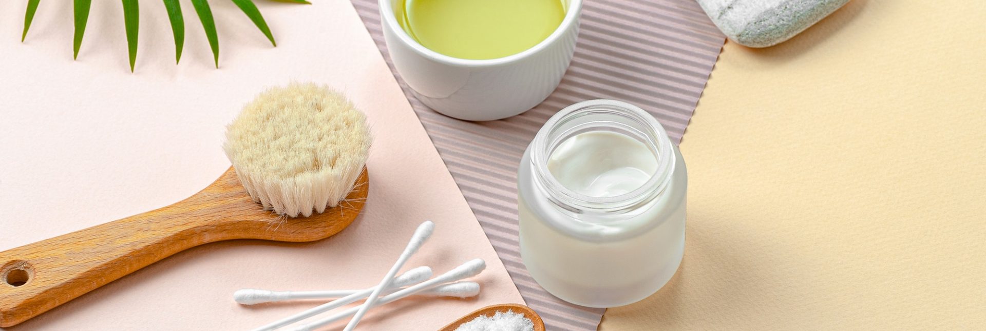 Cream and olive oil and body care products.